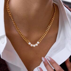 18K Gold Plated Resin Pearl Necklace